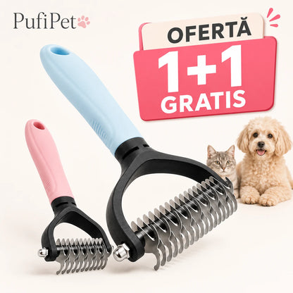 PufiPet – Perie Profesională 2-în-1 pentru Câini și Pisici