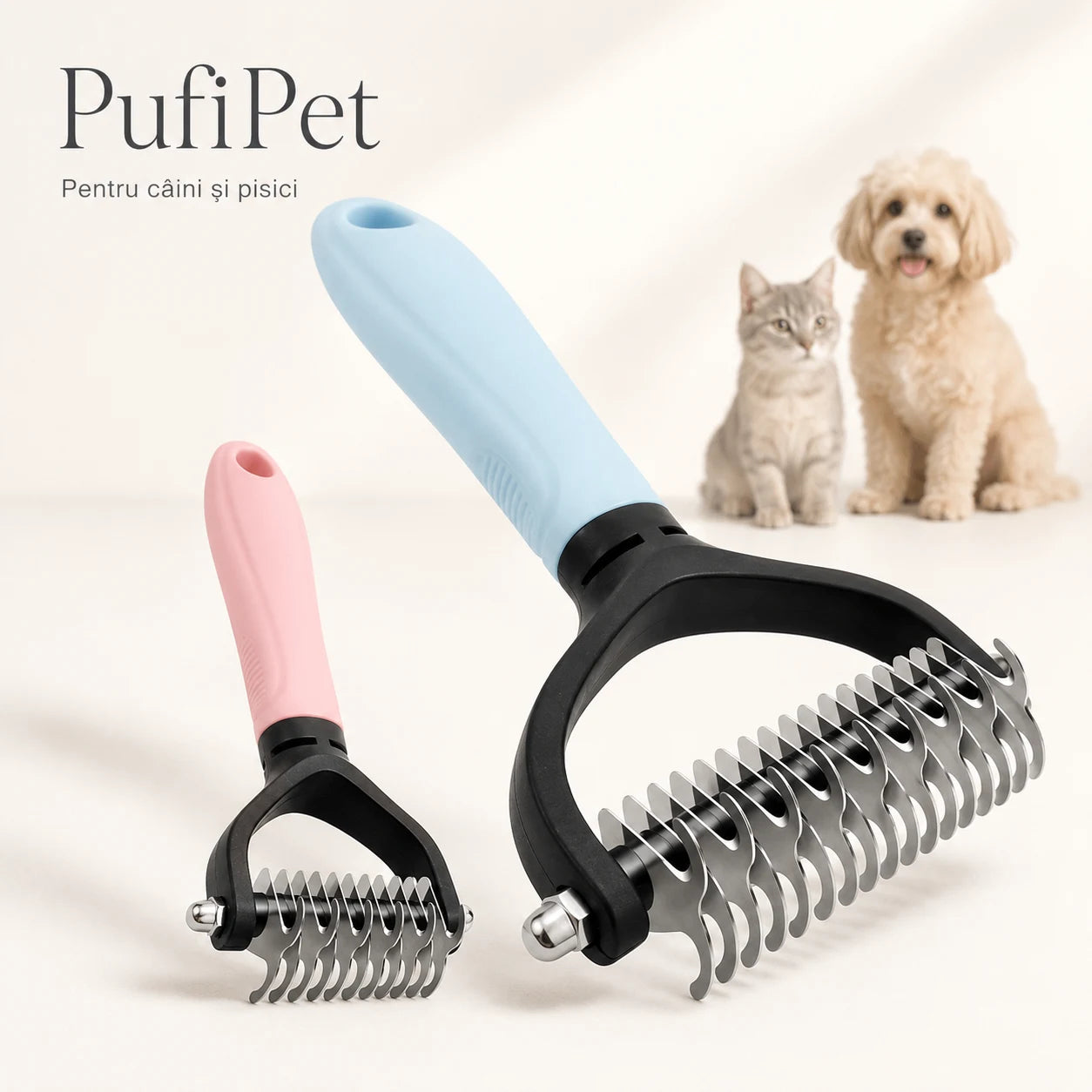 PufiPet – Perie Profesională 2-în-1 pentru Câini și Pisici