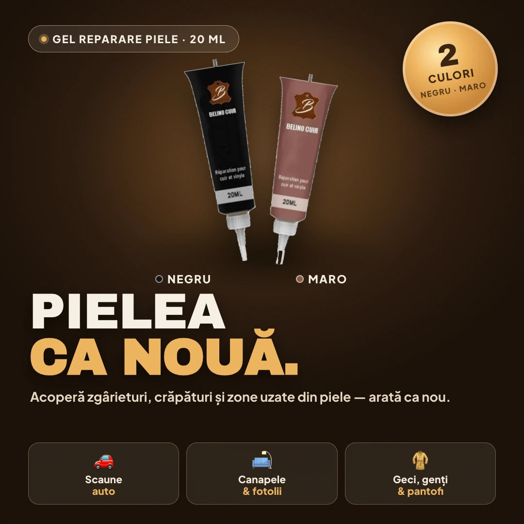 Gel Reparare Piele — Acoperă Zgârieturi, Crăpături și Uzură (Negru sau Maro)