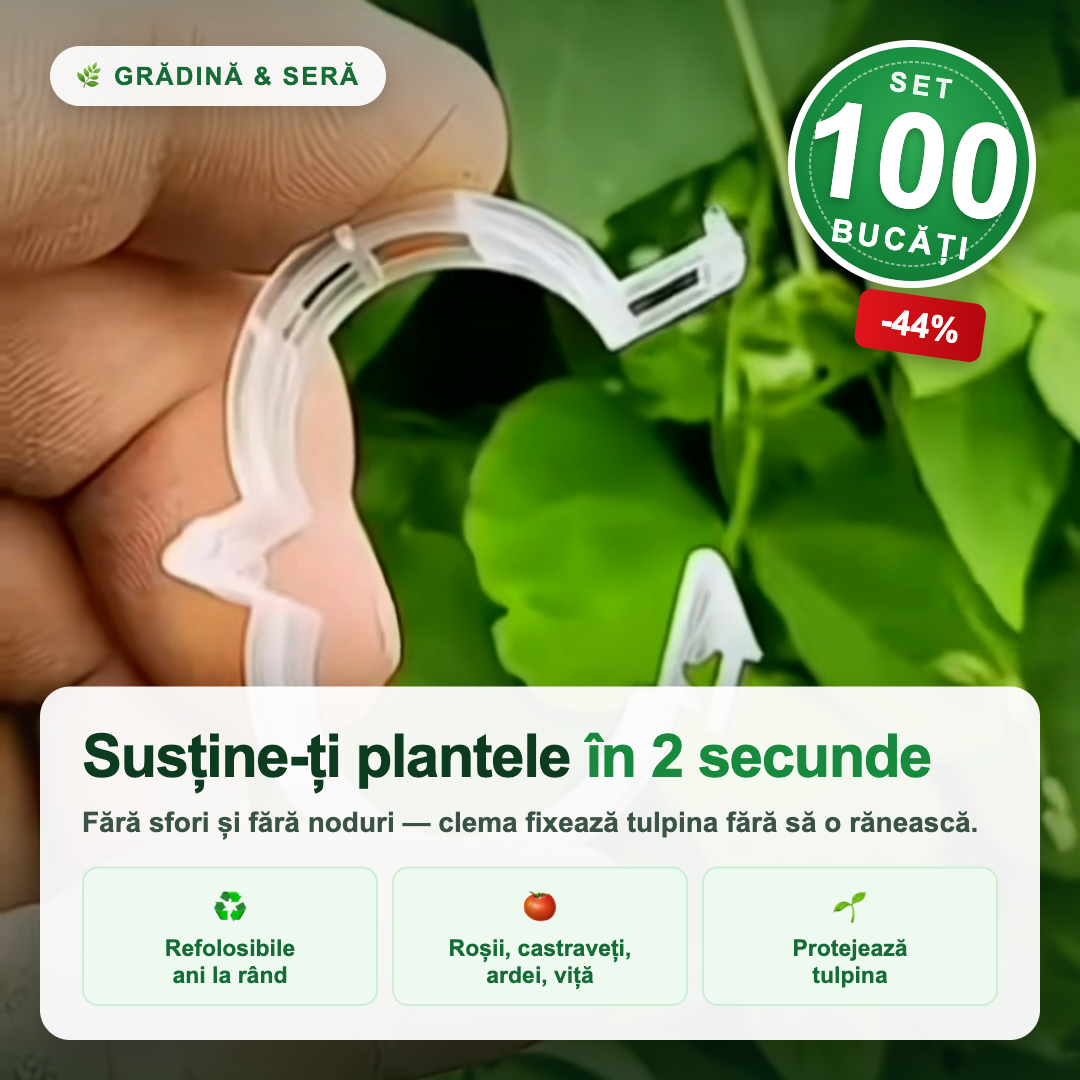 Set 100 Clips de Palisare 23mm – Susține Plantele Fără Sfori și Noduri
