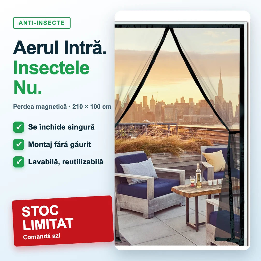 Perdea Magnetică Anti-Insecte pentru Ușă, 210×100 cm – Se Închide Singură